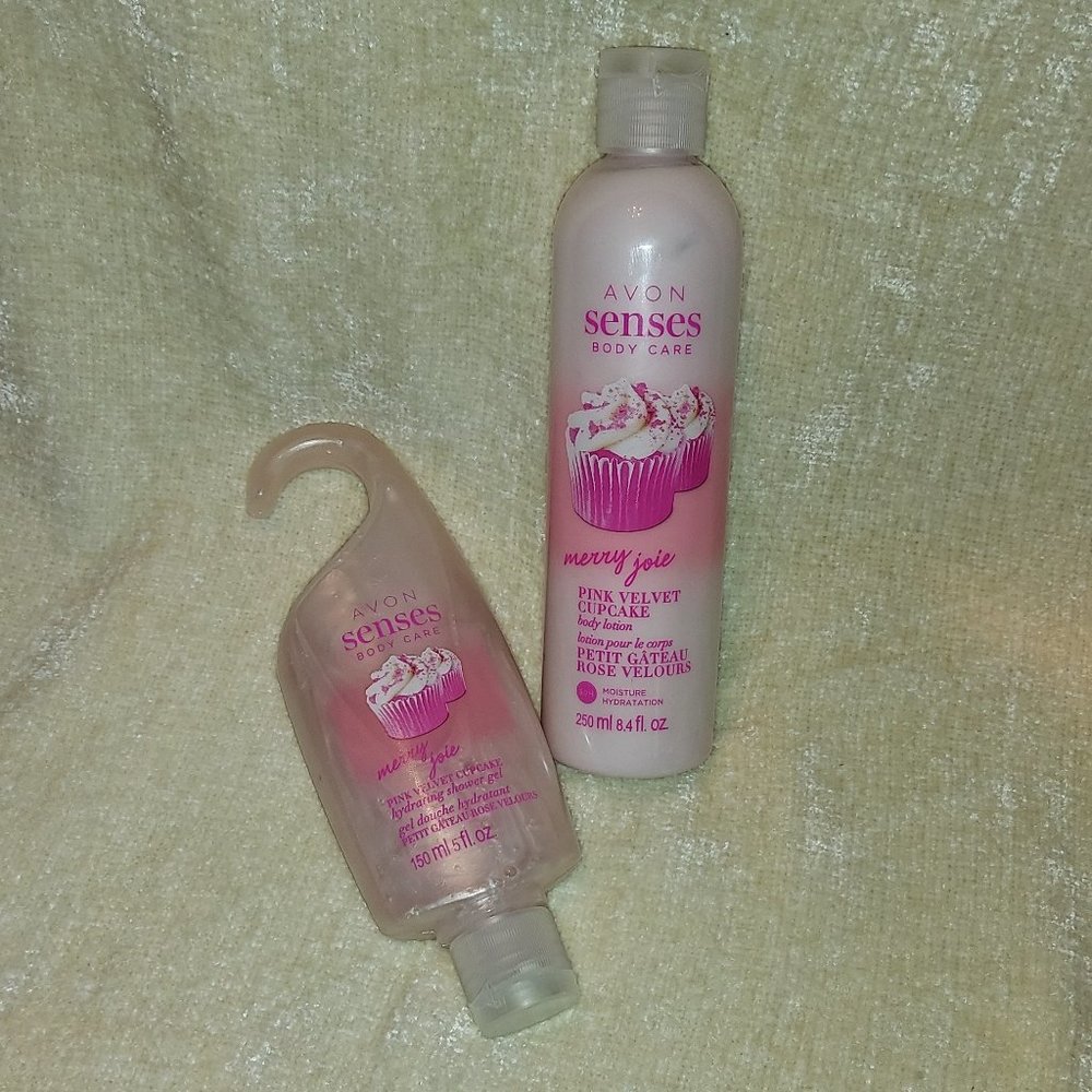 Avon Senses Body Care Pink Velvet Cupcake Set Body Lotion & Hydrating Shower Gel